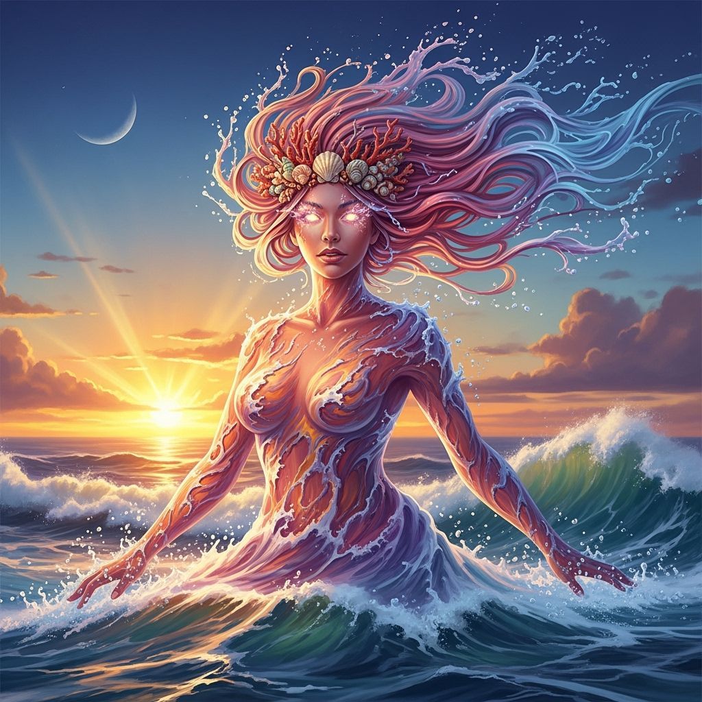 Mystical Sea Goddess of Dawn in Splash Art