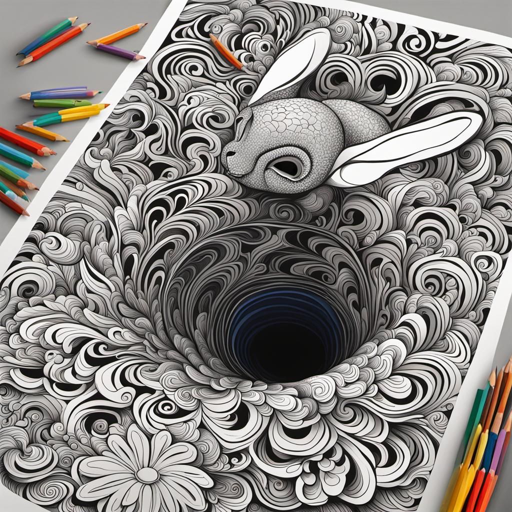 Optical Illusion: Rabbit Jumping into Flower Hole
