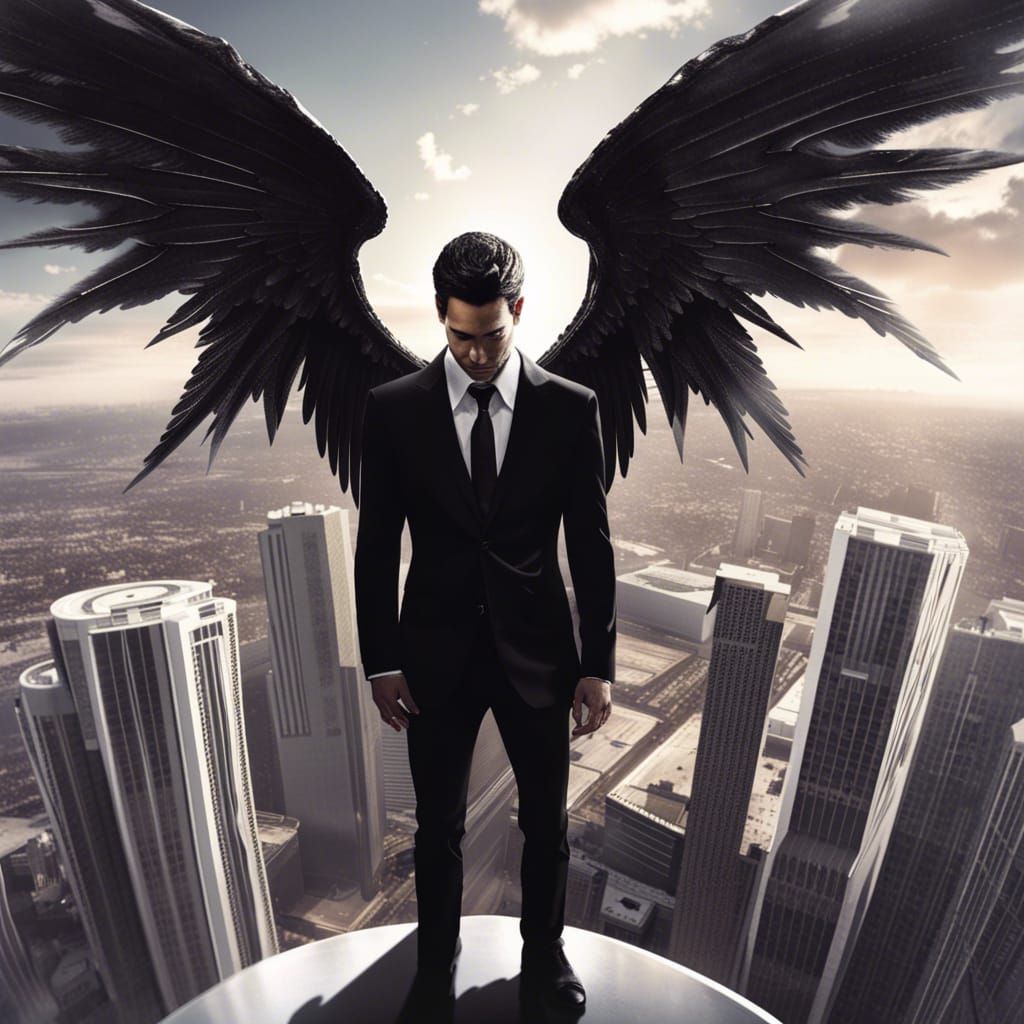 Lucifer Morningstar Overlooks Los Angeles in Black Suit