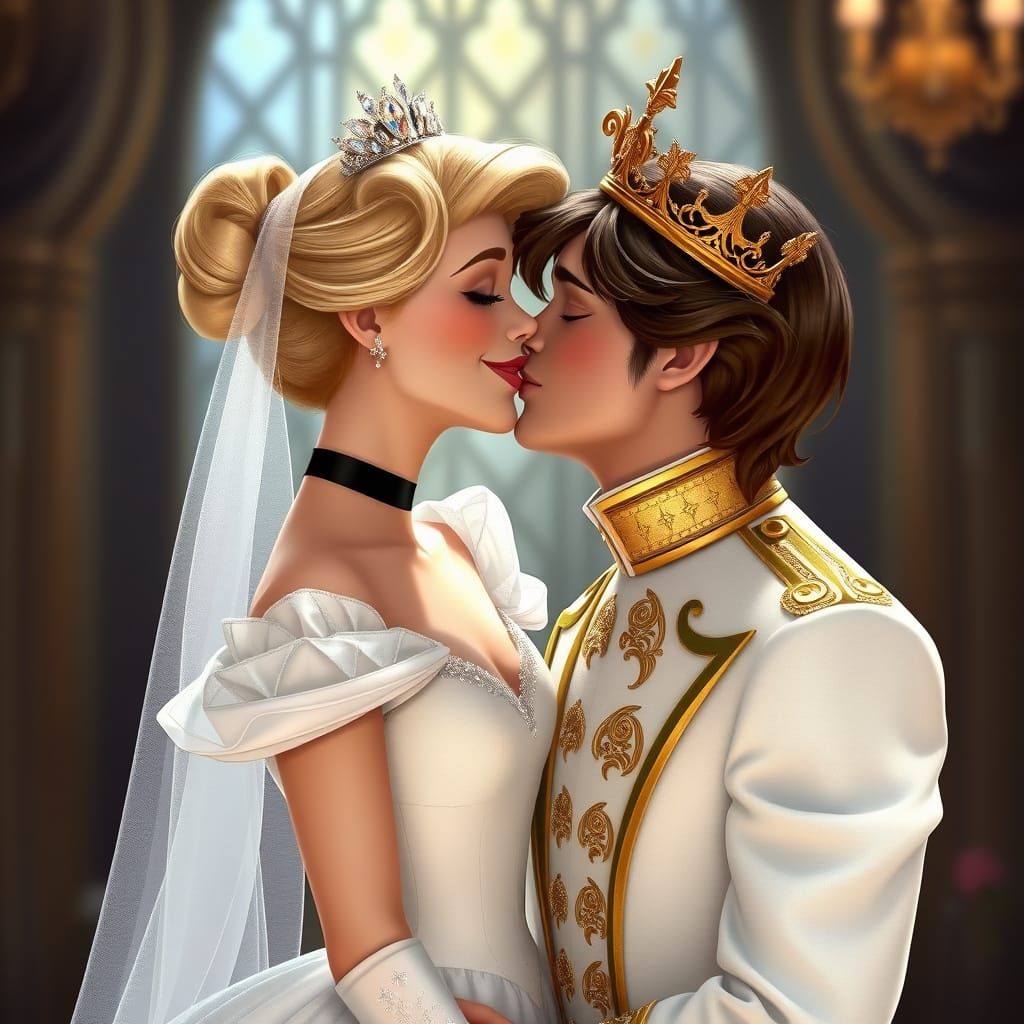 Cinderella and Prince Charming's Wedding Kiss