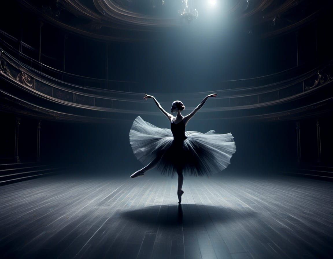 ghost of a ballet dancer, dancing in an empty theatre