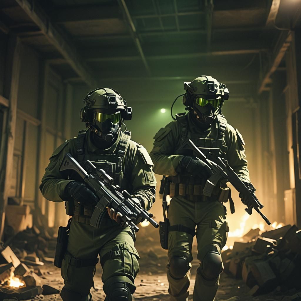 Tactical Soldiers Enter Abandoned Facility: Cinematic Film S...