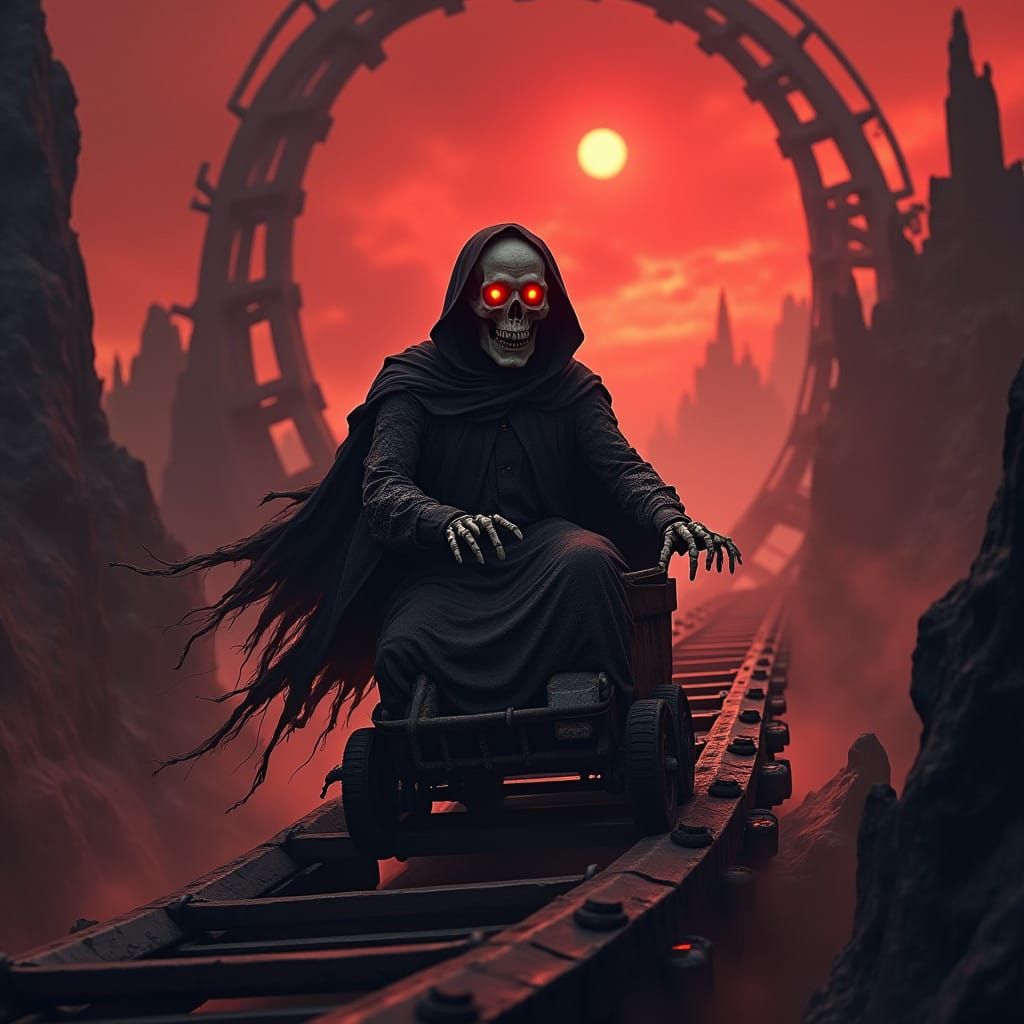 Skeletal Roblox Character Rides a Treacherous Underworld Rol...