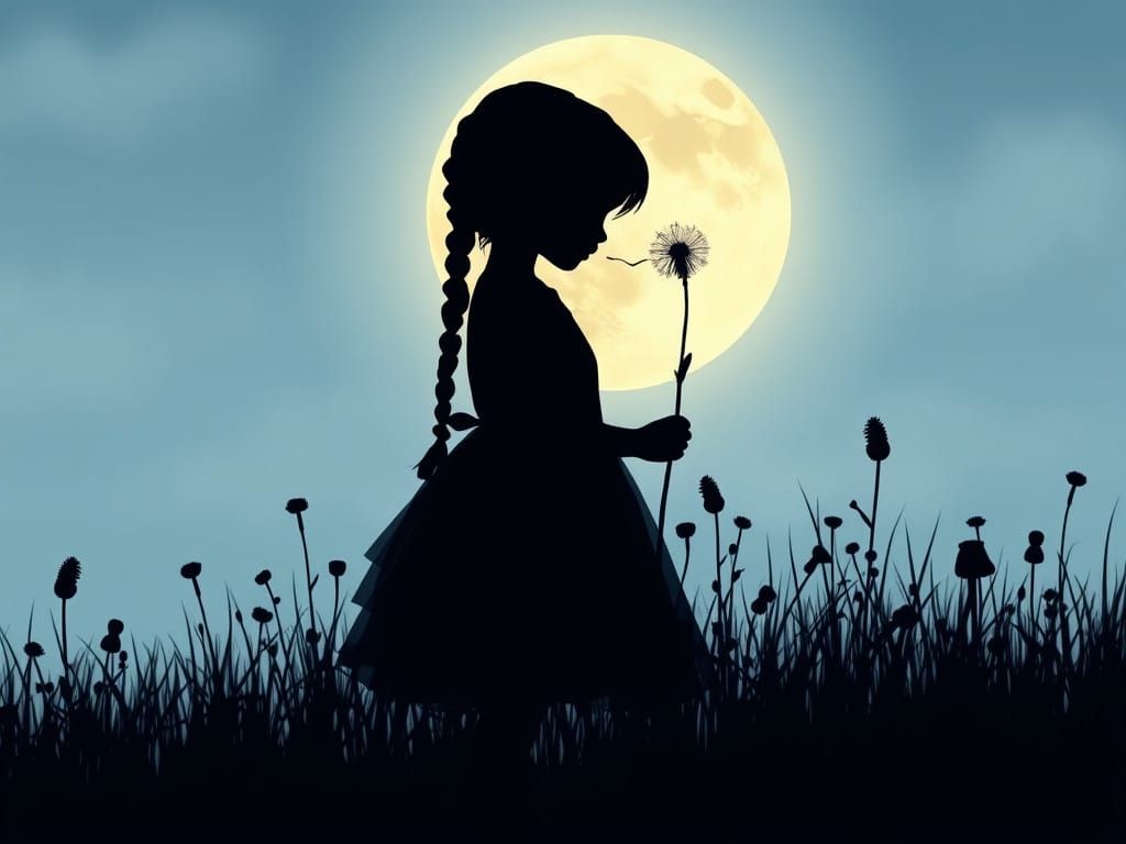 Dreamy Girl in Twilight Field