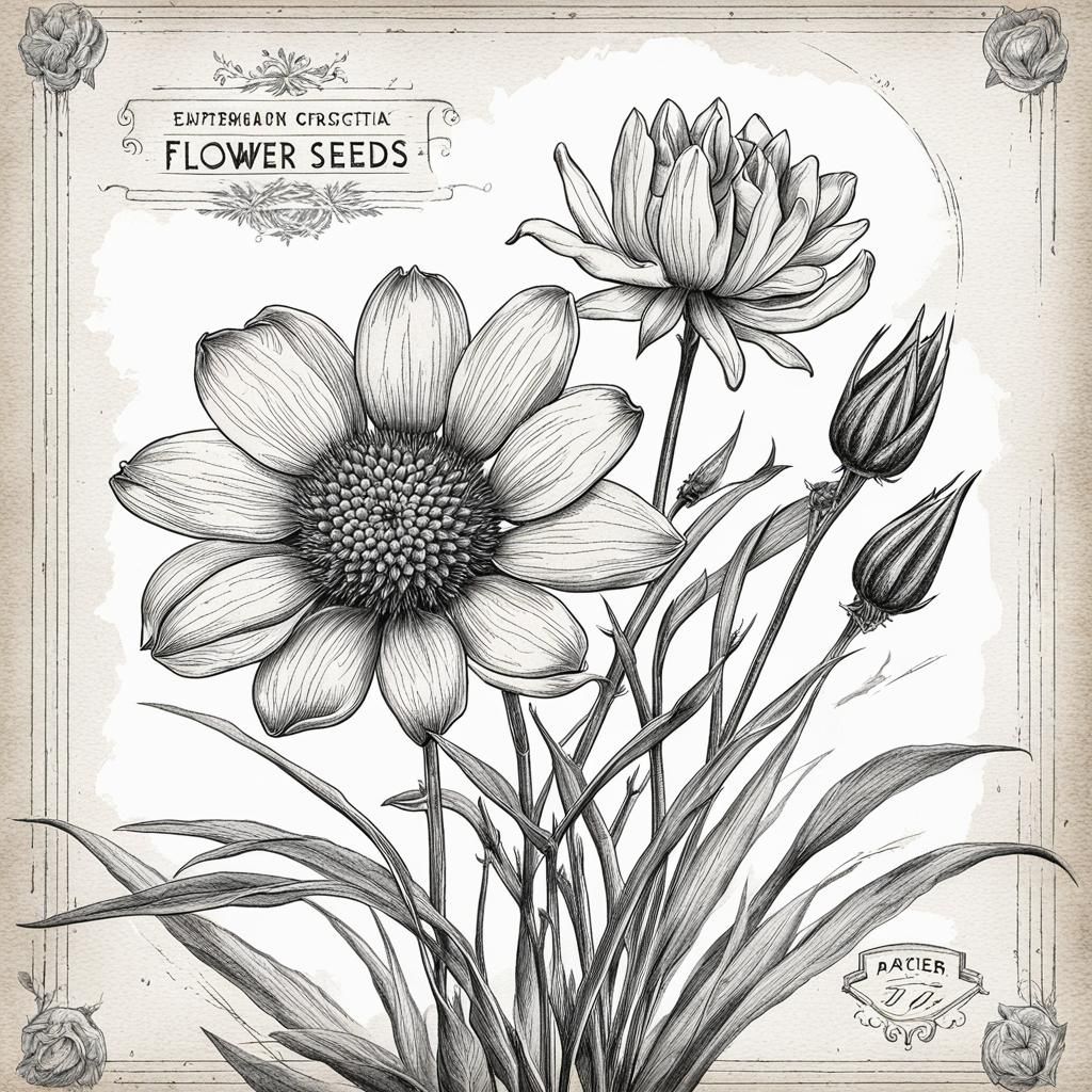 Vintage Flower Seed Packet Newspaper Ad Illustration