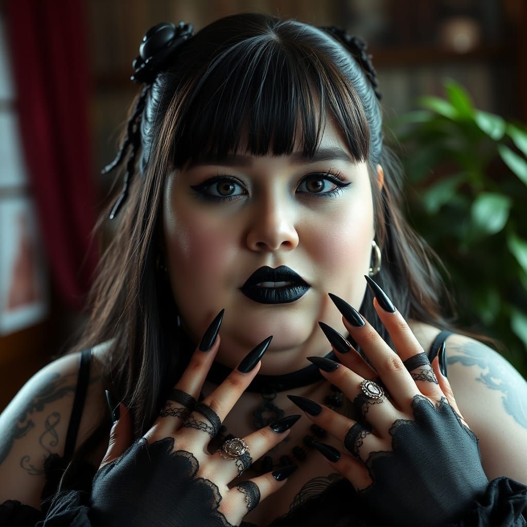 Goth Japanese Woman with Bold Dark Makeup