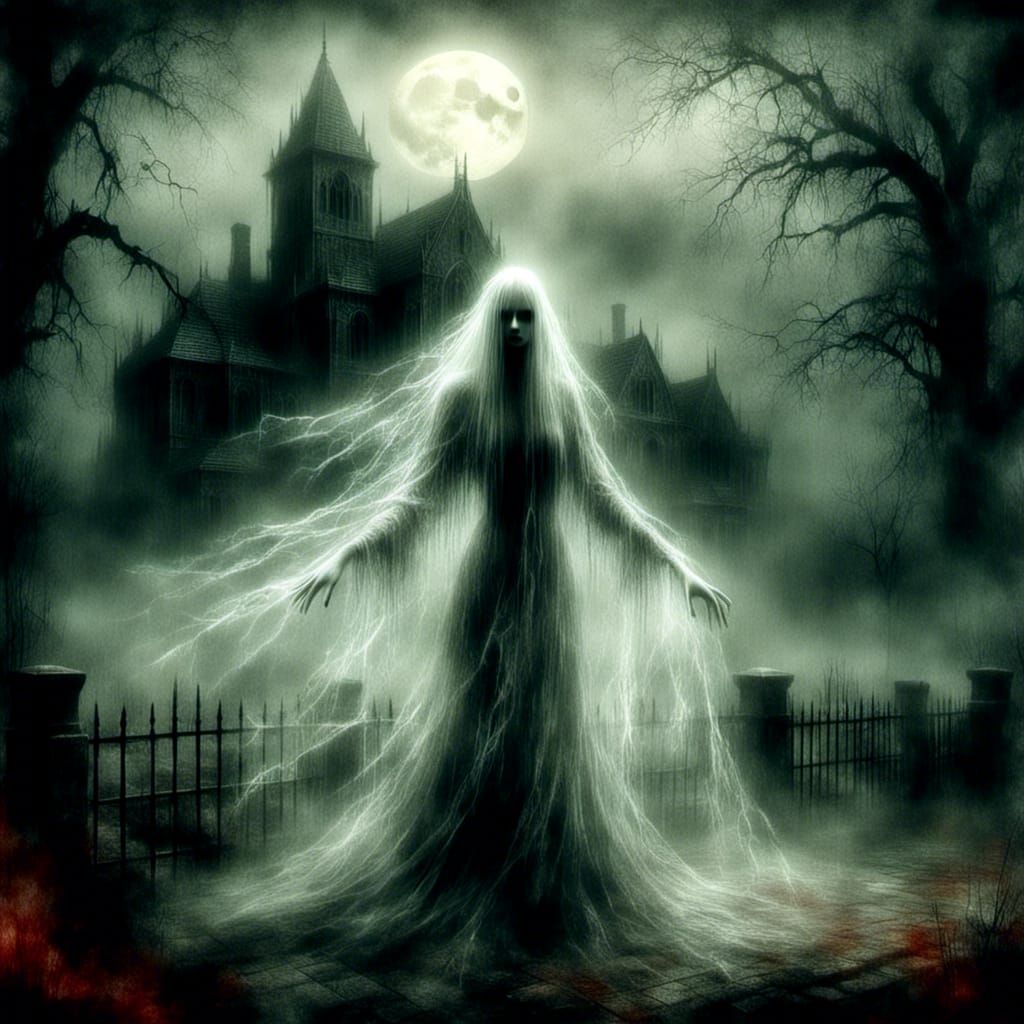 Haunting Ghostly Spirit in Mystic Flames