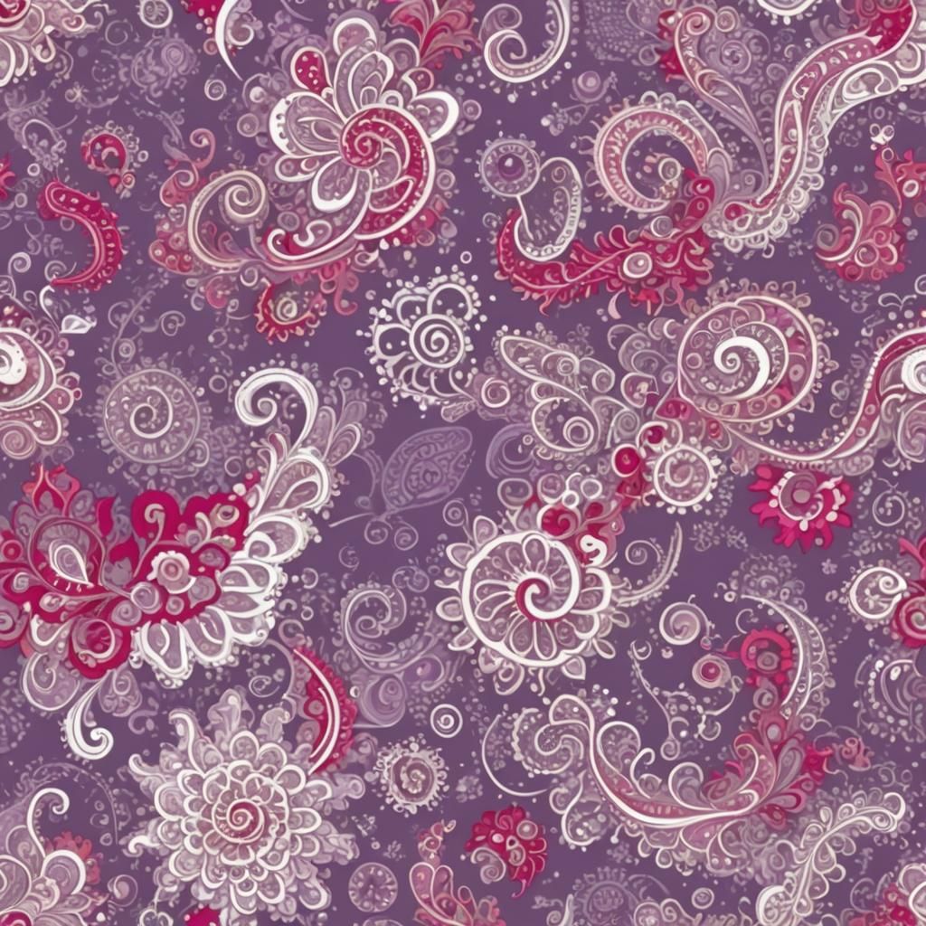 Abstract Fractal Paisley Design in Pink and Lilac