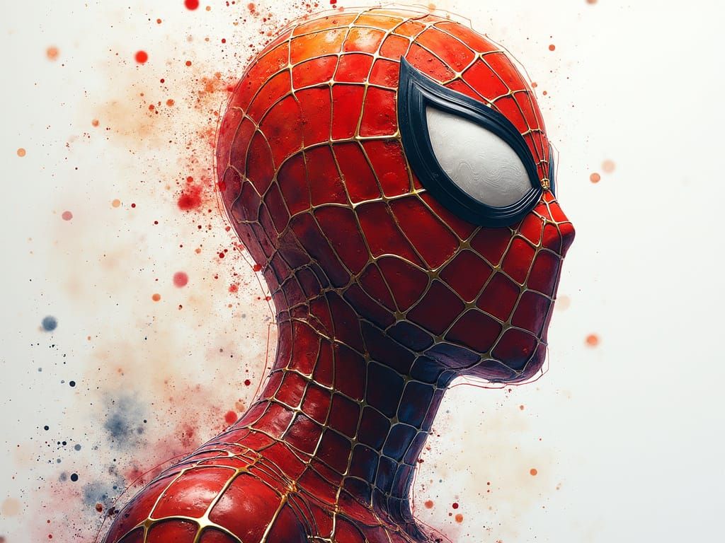 Spiderman Watercolour Splash Art Double Exposure