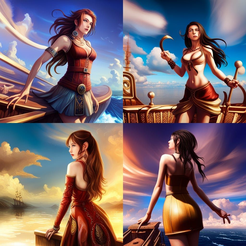 Nami from One Piece on a Ship: Detailed Digital Art