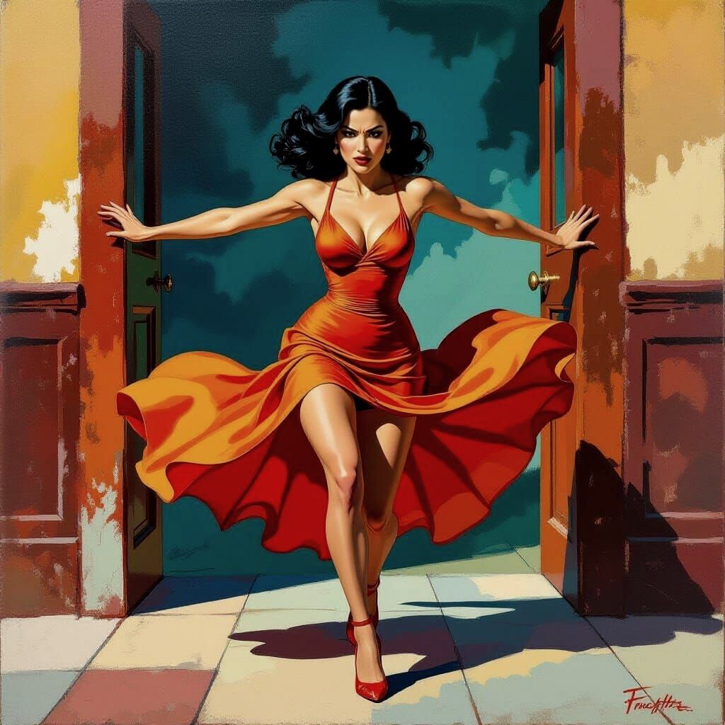 Acrobatic Splits on a Date: Retro Comic Art