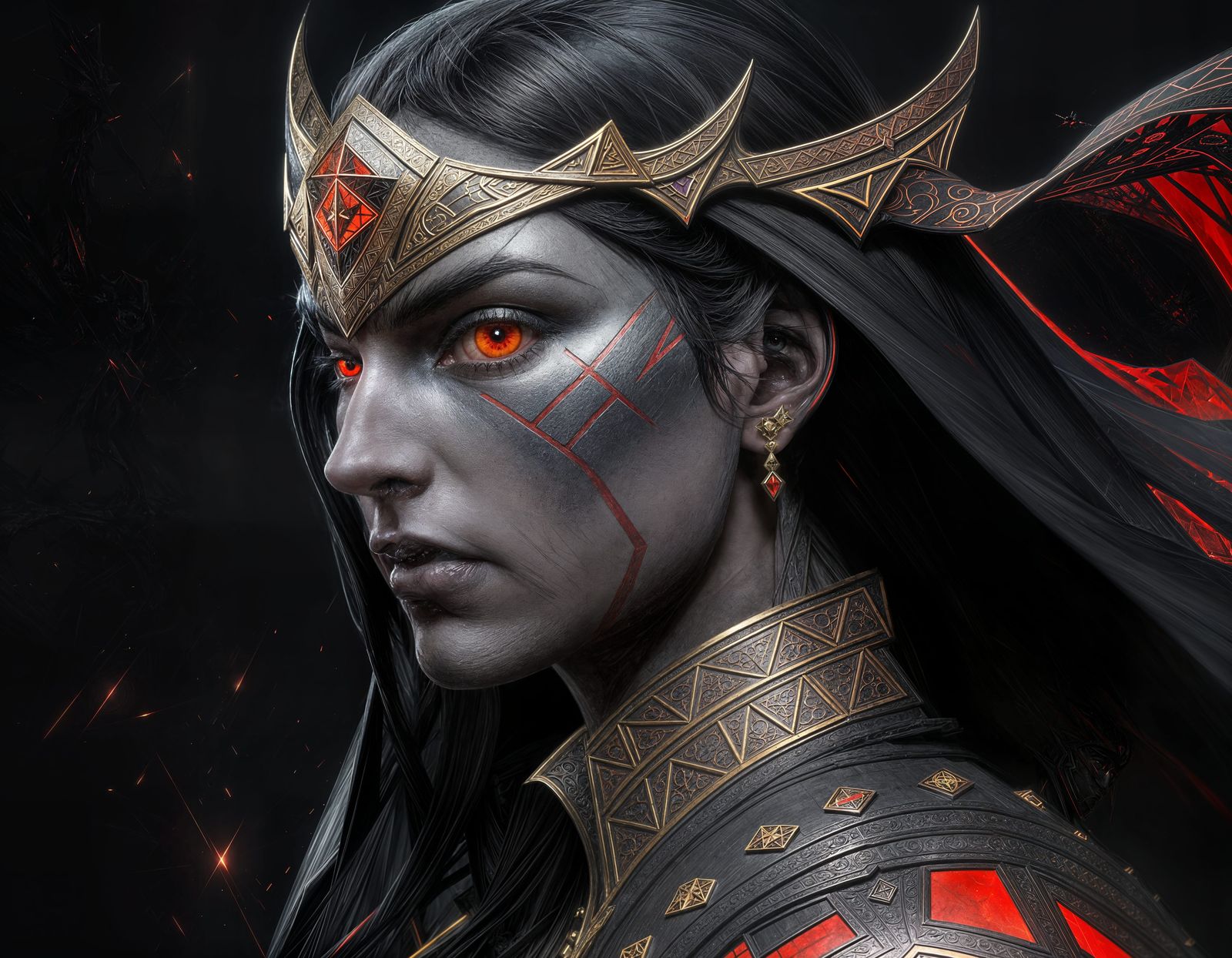 Dark Fantasy: Repeating Black and Red Triangles