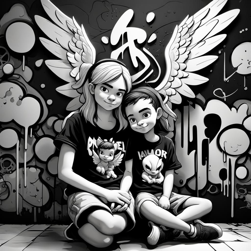 Hip Hop Black and White Graffiti Art