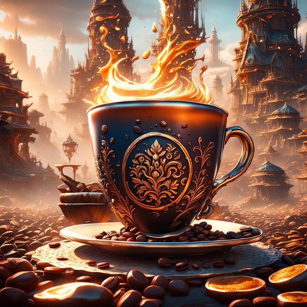 Immaculate Coffee Cup: Detailed Matte Painting in 8k