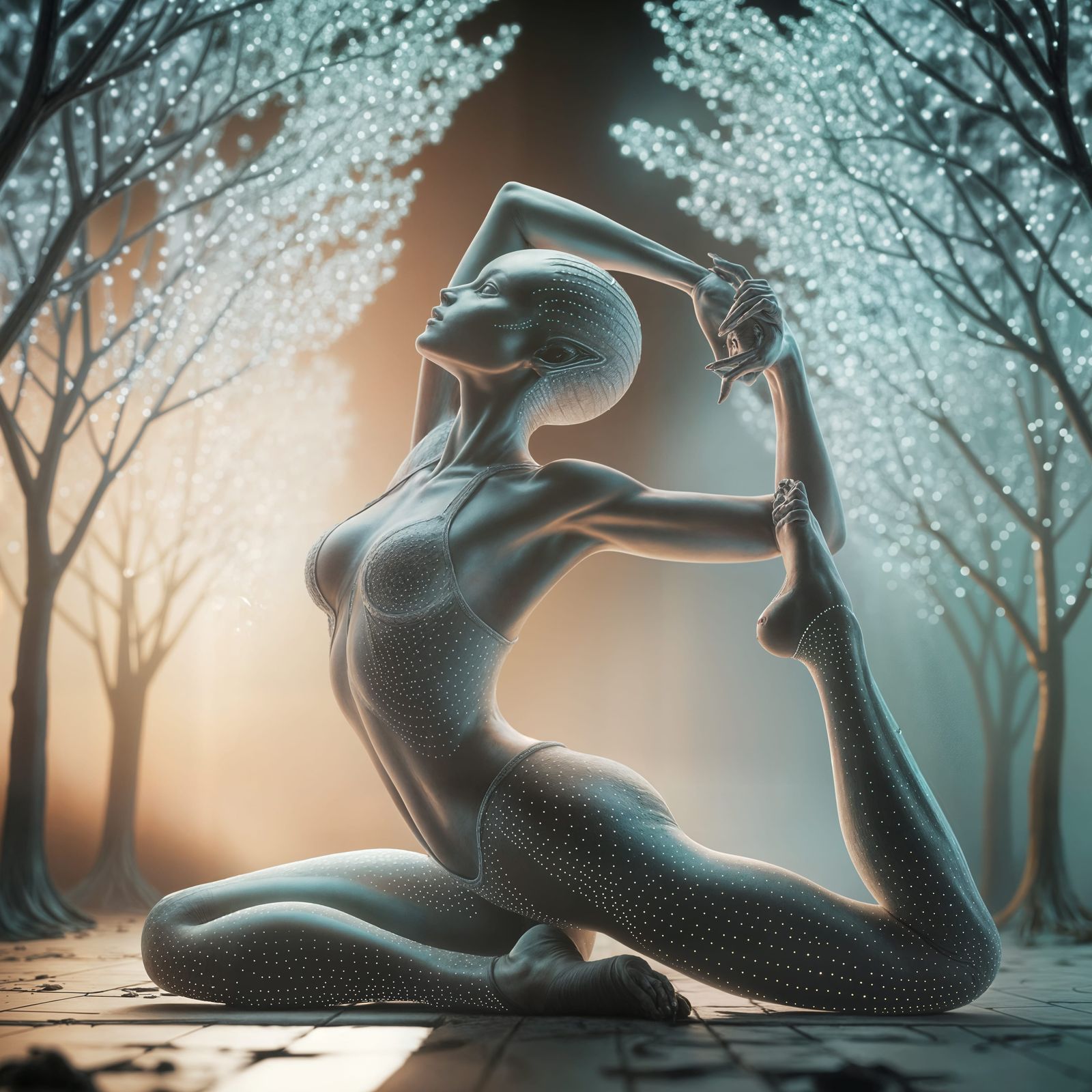 Alien Goddess in Serene Yoga Pose
