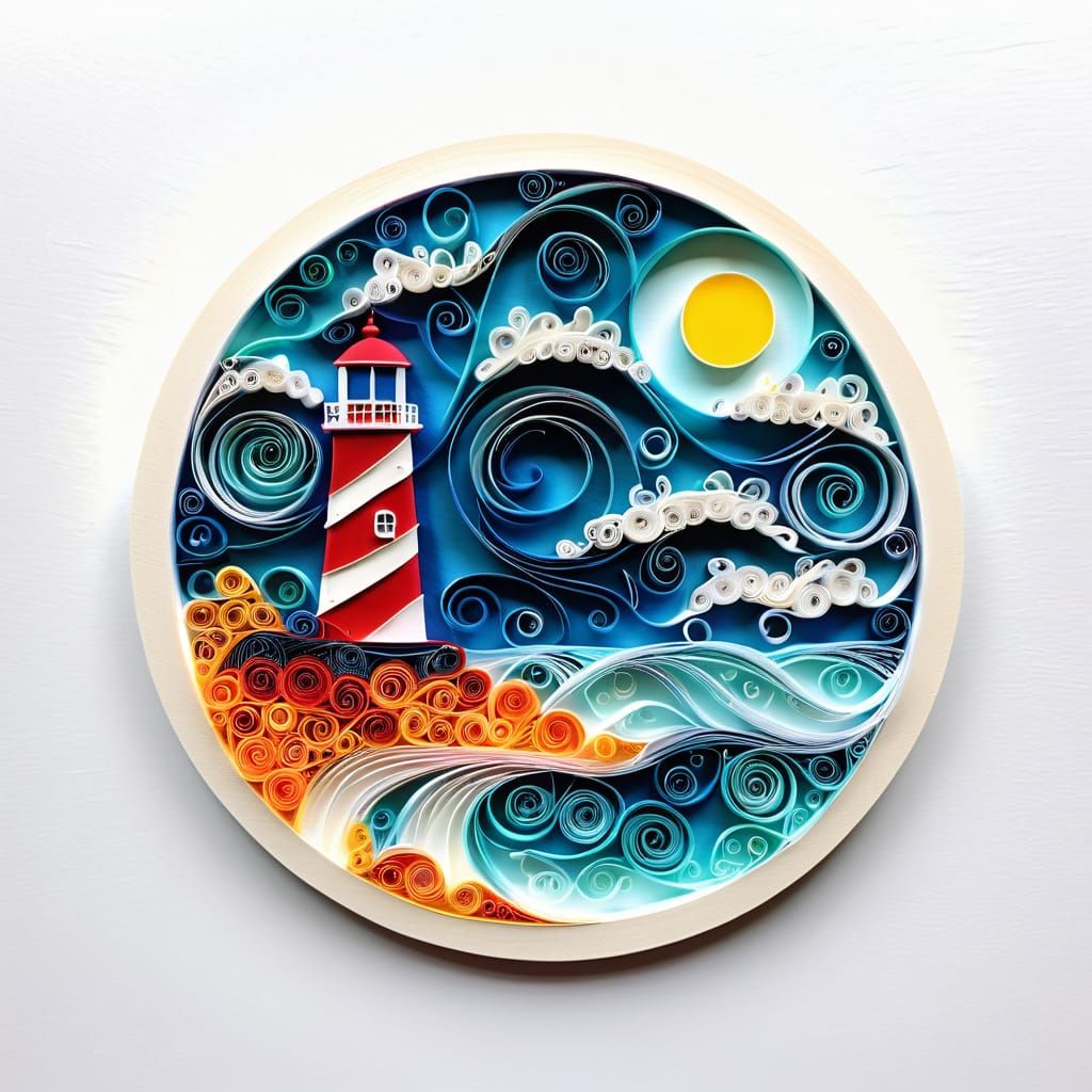 Lighthouse with Electric Arc Quilling Flourish