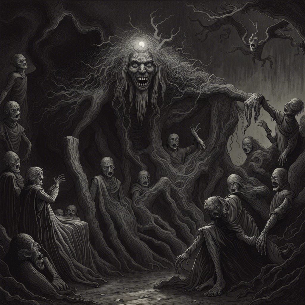 Horrific Nightmare Scene in Gothic Horror Style