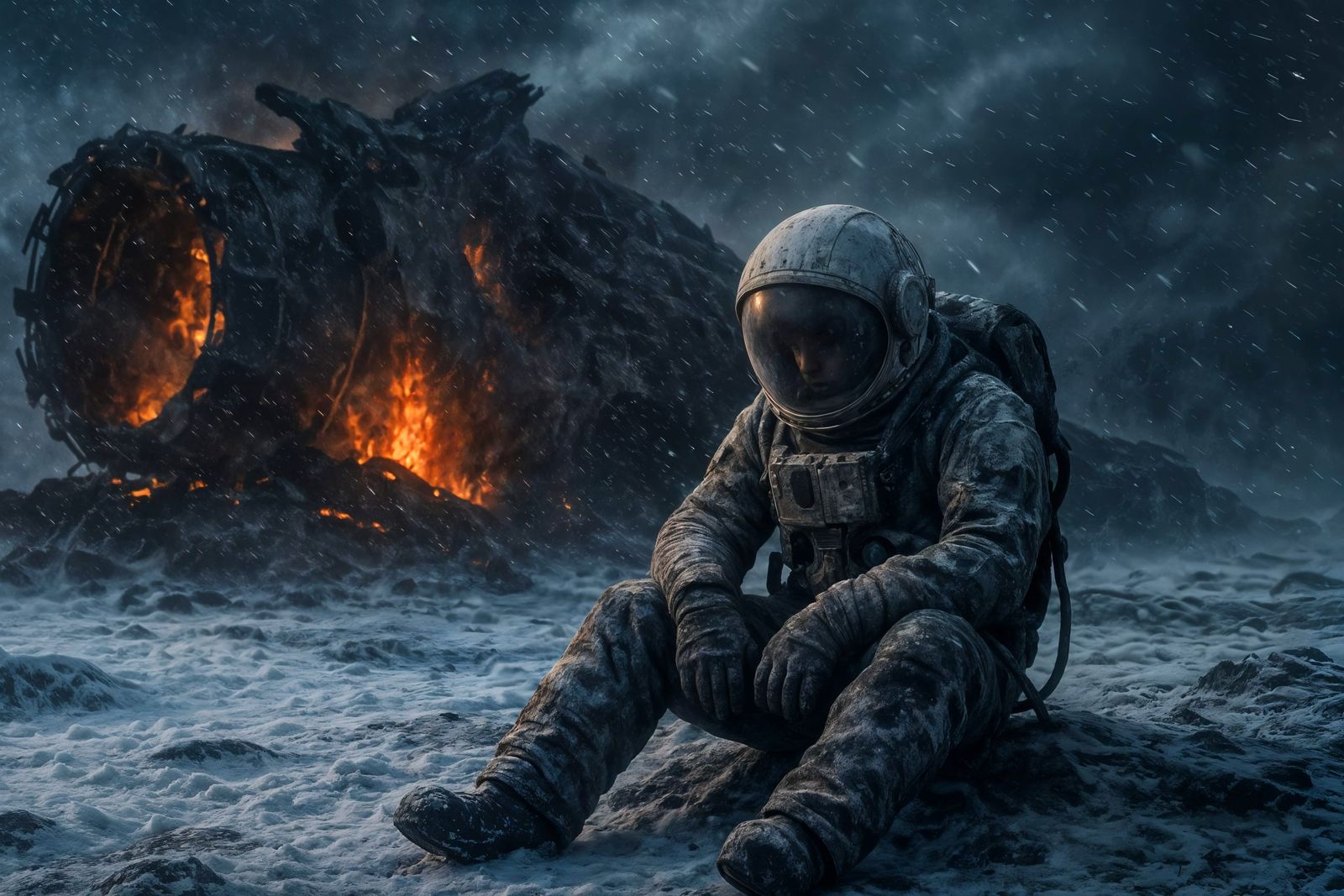 Astronaut's Despair on a Frozen Alien World