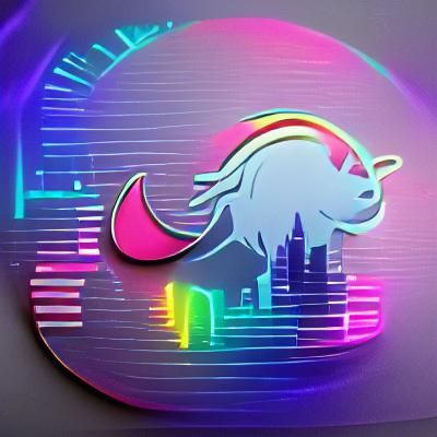 Synthwave Unicorn Logo with Rainbow