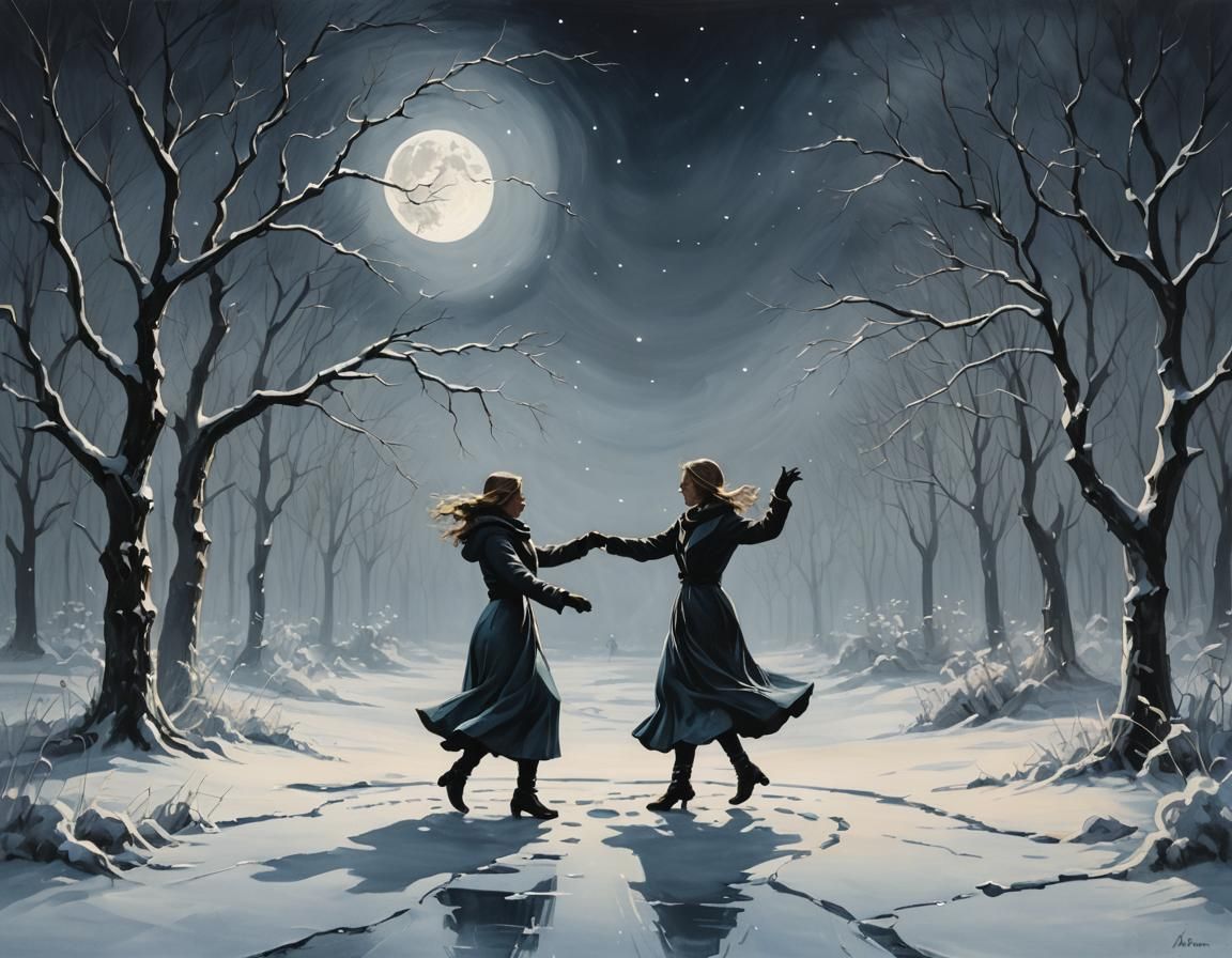 dancing in winter moonlight