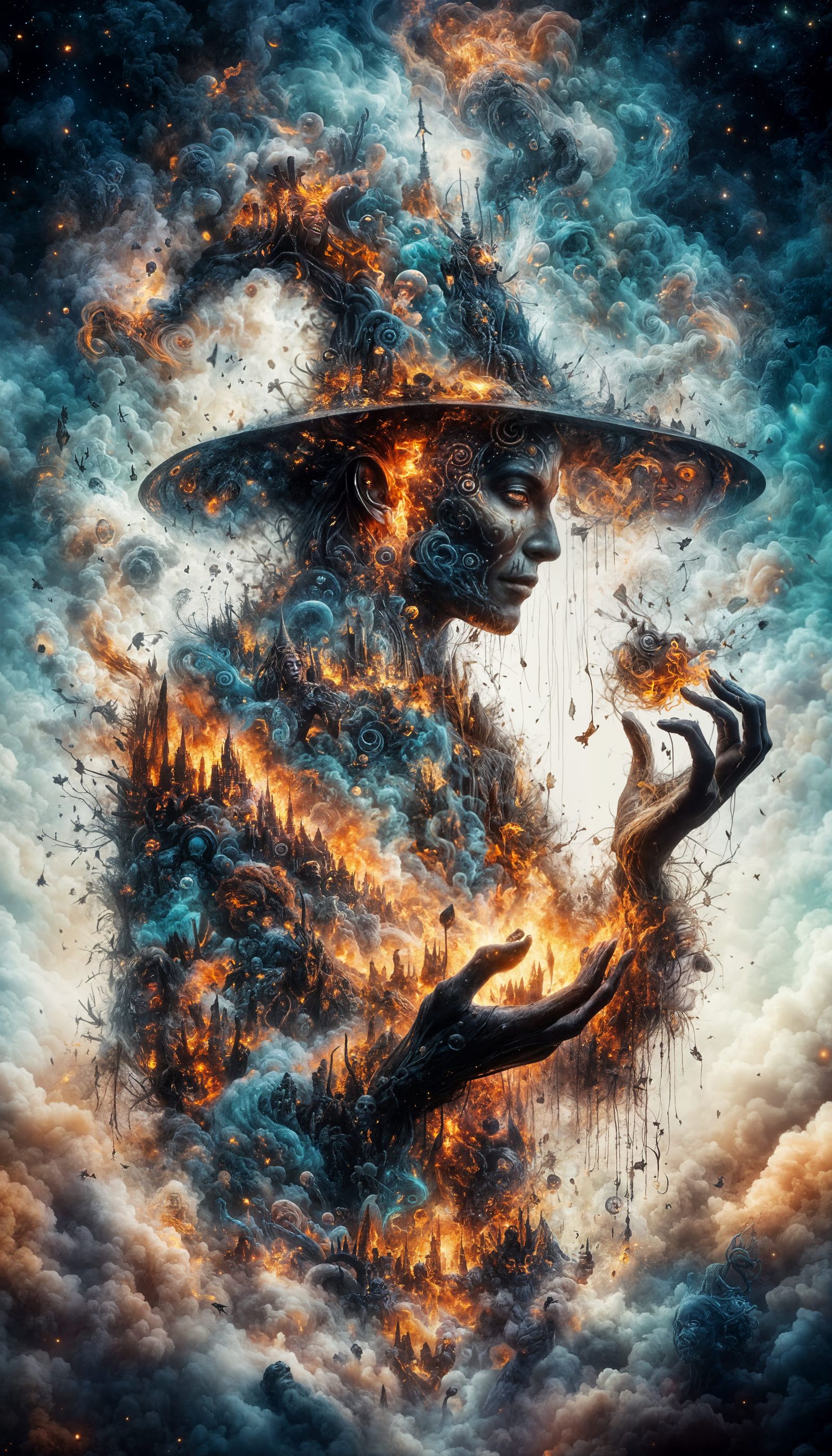 Voodoo Witch Doctor Double Exposure Wallpaper