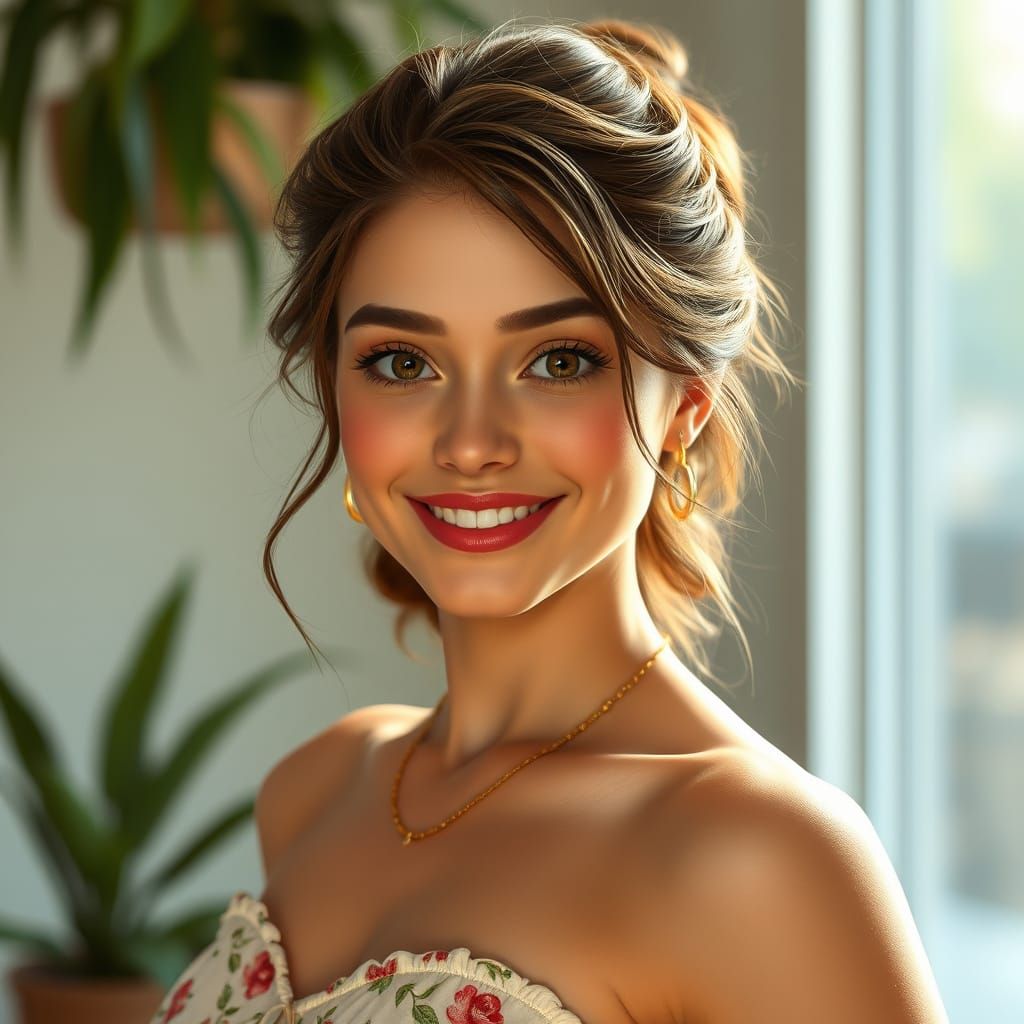 Charming Woman in Gentle Digital Painting Style