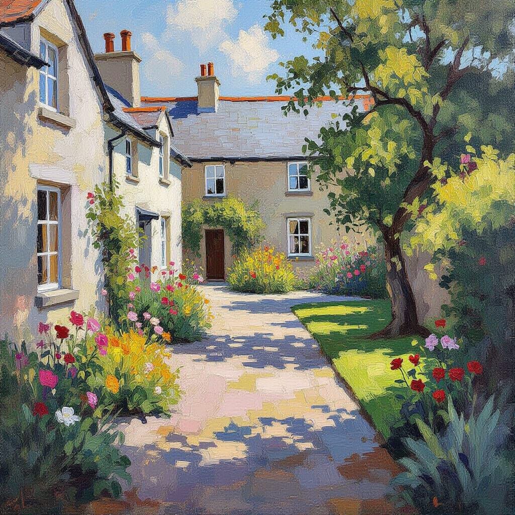 Vibrant Garden Scene in Scottish Style
