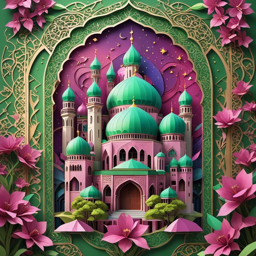 Eid Al-Fitri Masjid in 3D Anime Art Style
