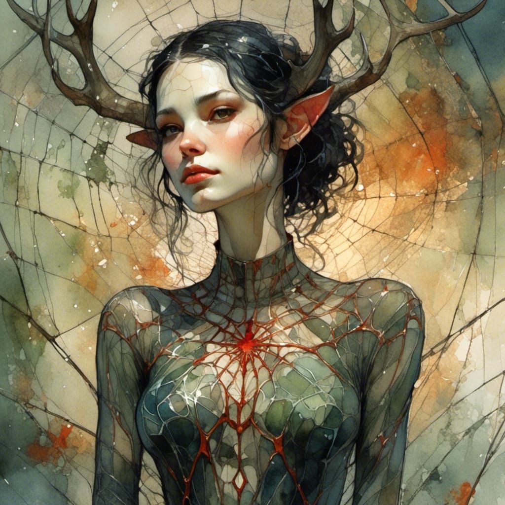 Elf with Bioluminescent Tattoos Fantasy Concept Art