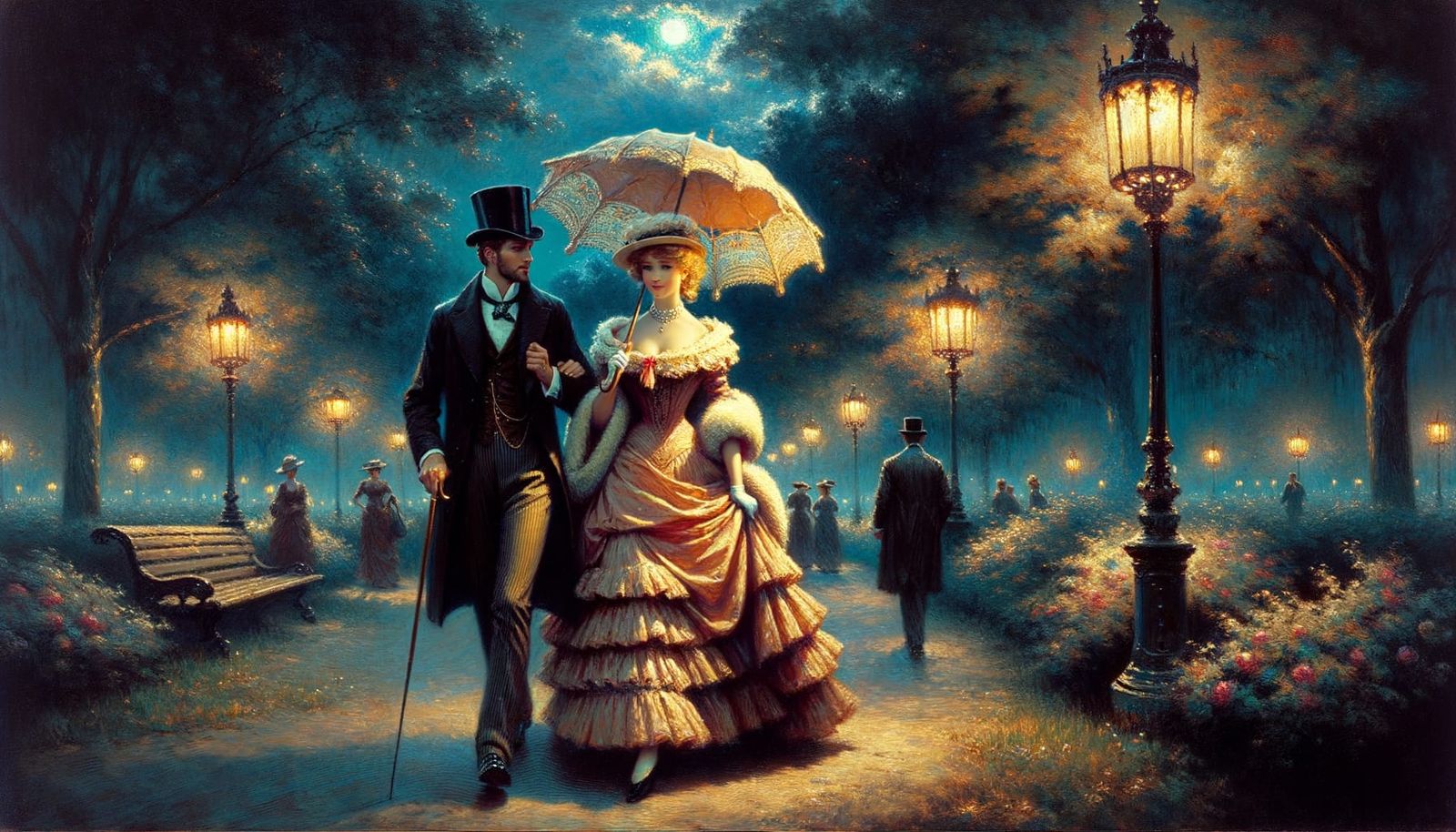 A stroll through the gardens at night.