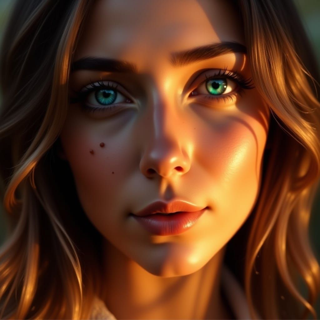 Heterochromatic Woman Portrait in Hyperreal Detail