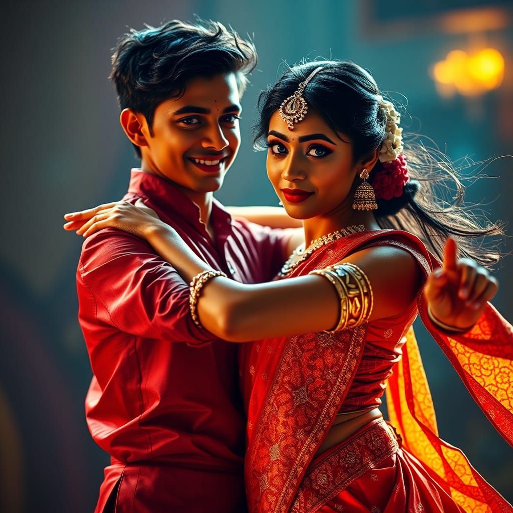 Dancing Couple in Traditional Dress, Digital Art