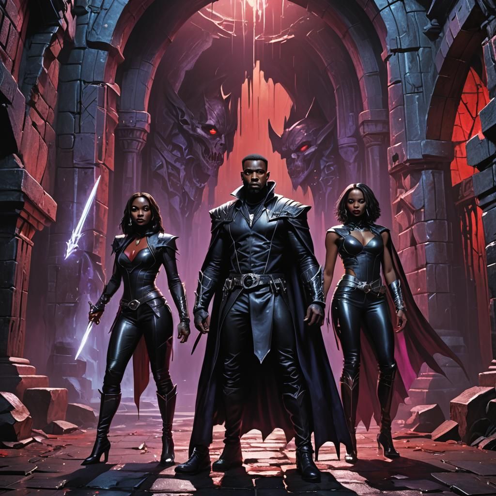 Blade Couple in Front of Vampire Lair