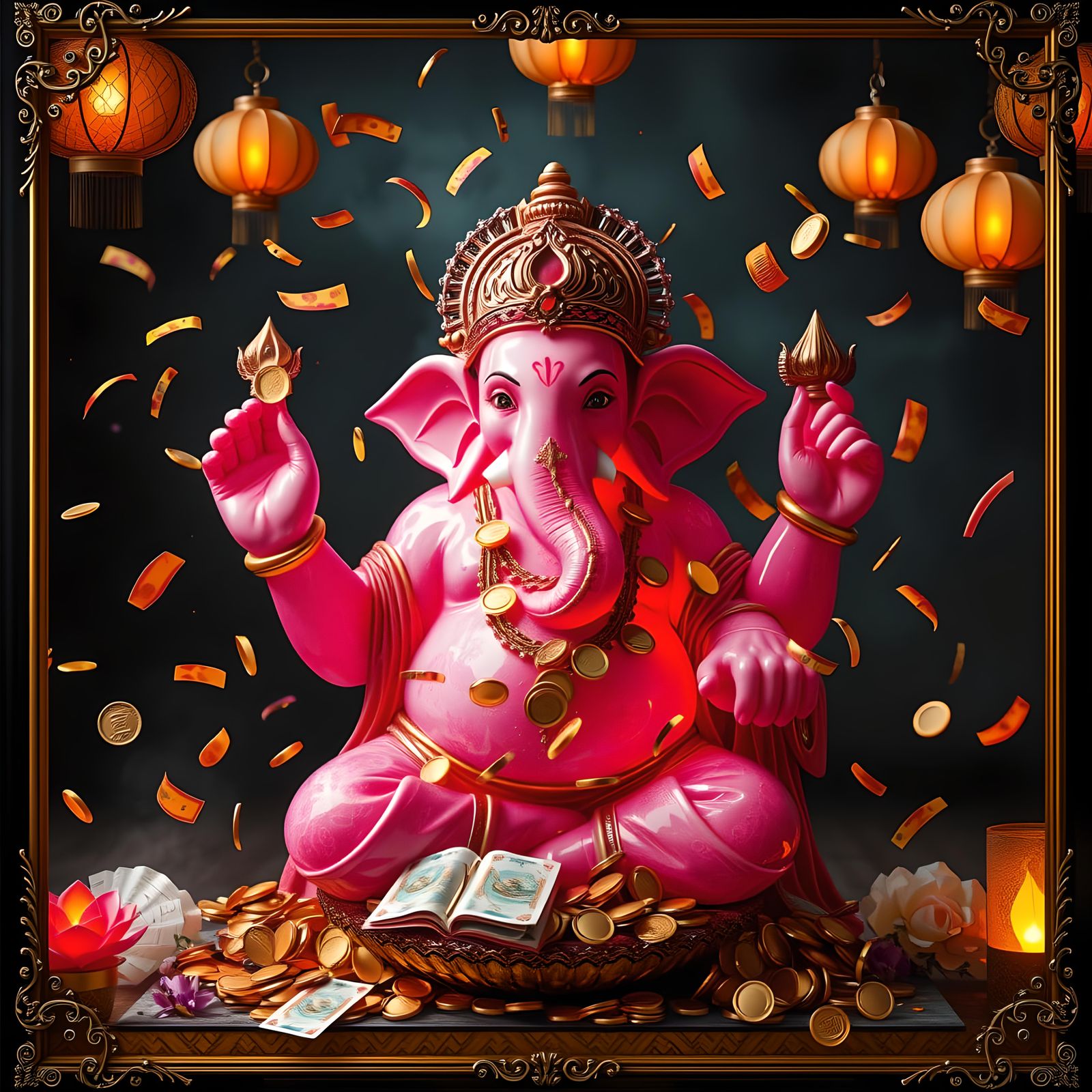 Adorable Ganesha Statue in Digital Art Style