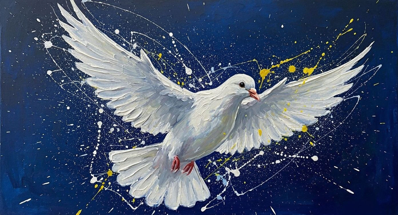 Abstract Dove in Flight: An Expressionist Painting