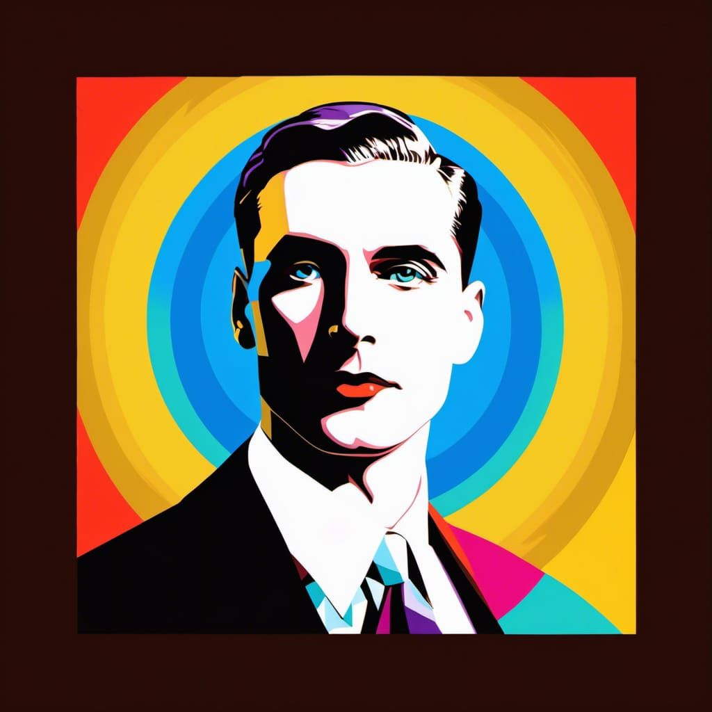 Hyperrealistic Male Portrait in Art Deco Style