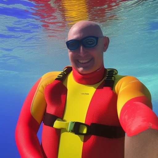 Underwater Lifeguard in Sunshine Beams