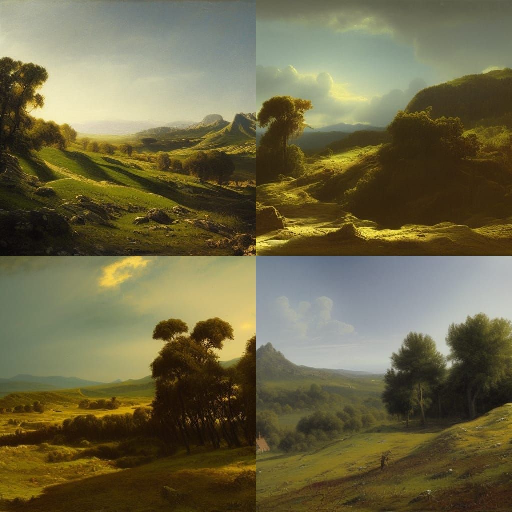 Horrific Sunny Landscape in Engraving Style