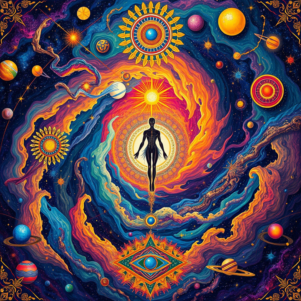 Cosmic Figure in Visionary Art Style