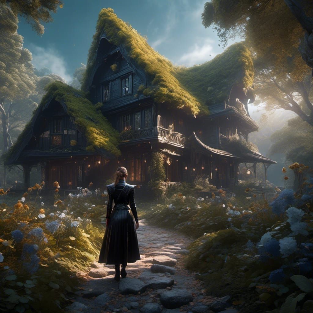 Feyre in Fighting Clothes Outside Weaver's Cottage