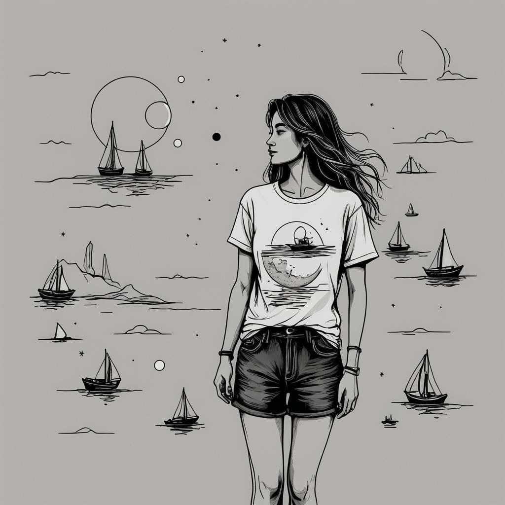 Minimalist Black Line Art T-Shirt Designs