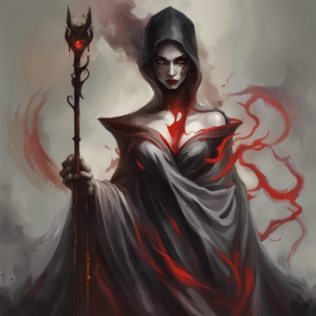 Vampire Woman in Shadowed Robe