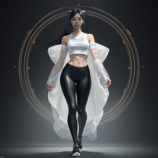 Surreal Hyperrealistic Portrait of a Korean Teen in Triadic....