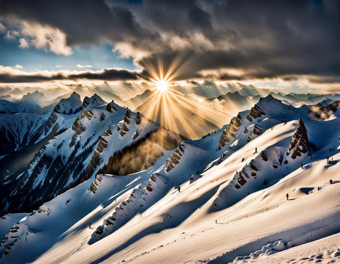 Olympic Skiing at Sunrise in the Alps