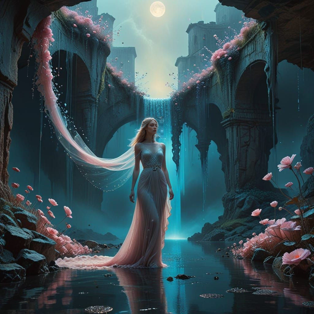 Ethereal Goddess Amidst Cosmic Dreamscape