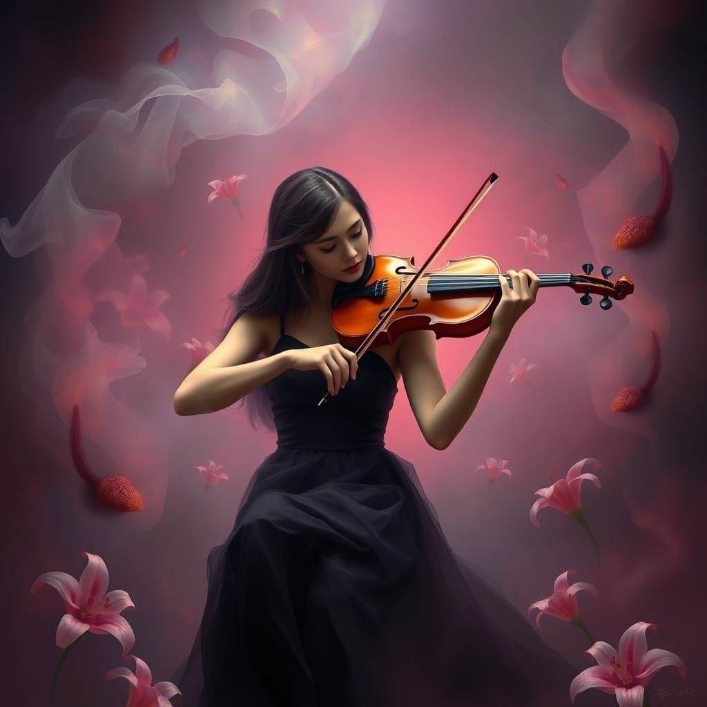 Mystical Violinist in a Dreamlike Atmosphere