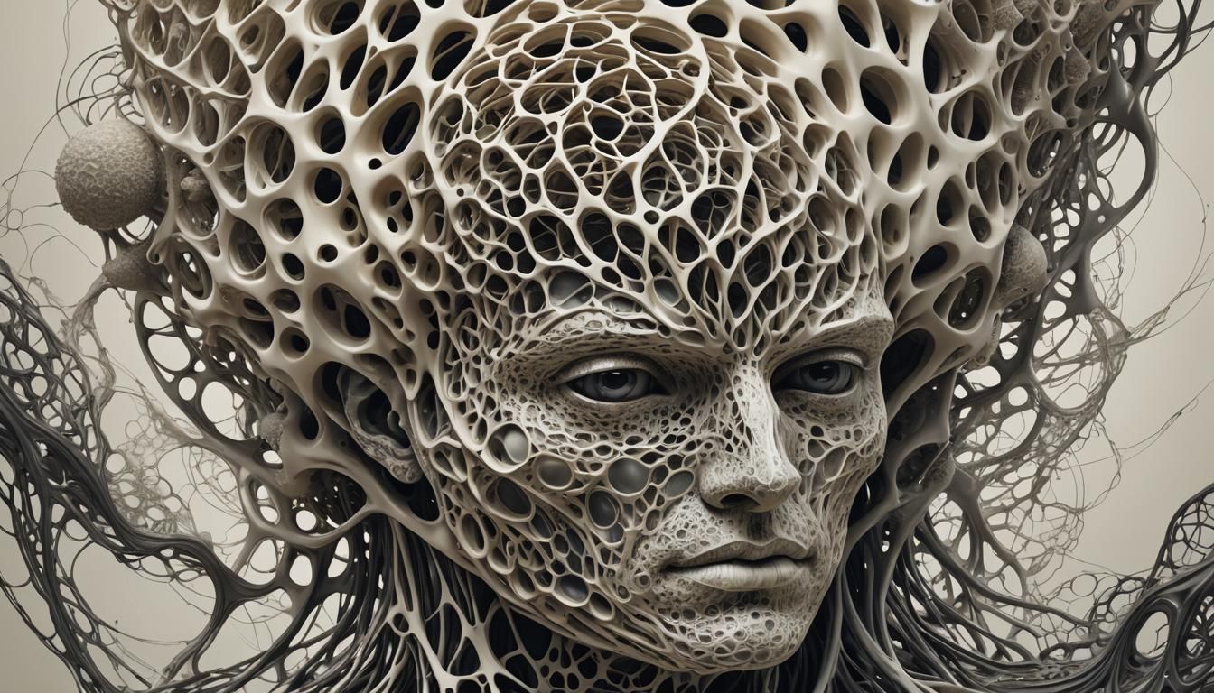 Abstract Hollow Head with Interconnected Cables