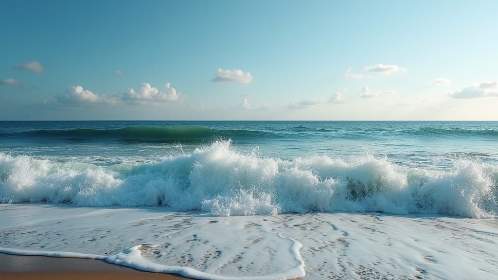 Powerful Tidal Wave Crashing on Shore