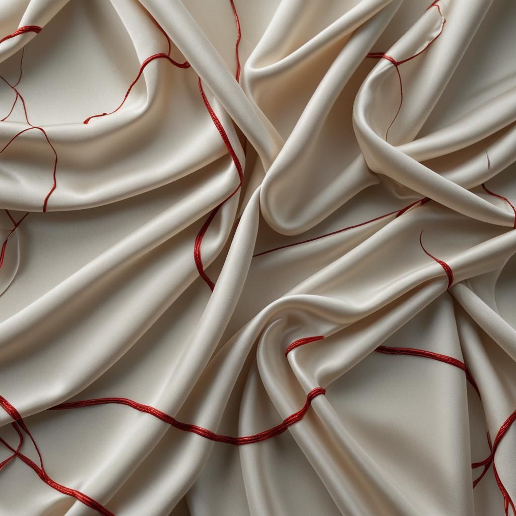 Wafer on Silk with Red Piping in Matte Painting Style