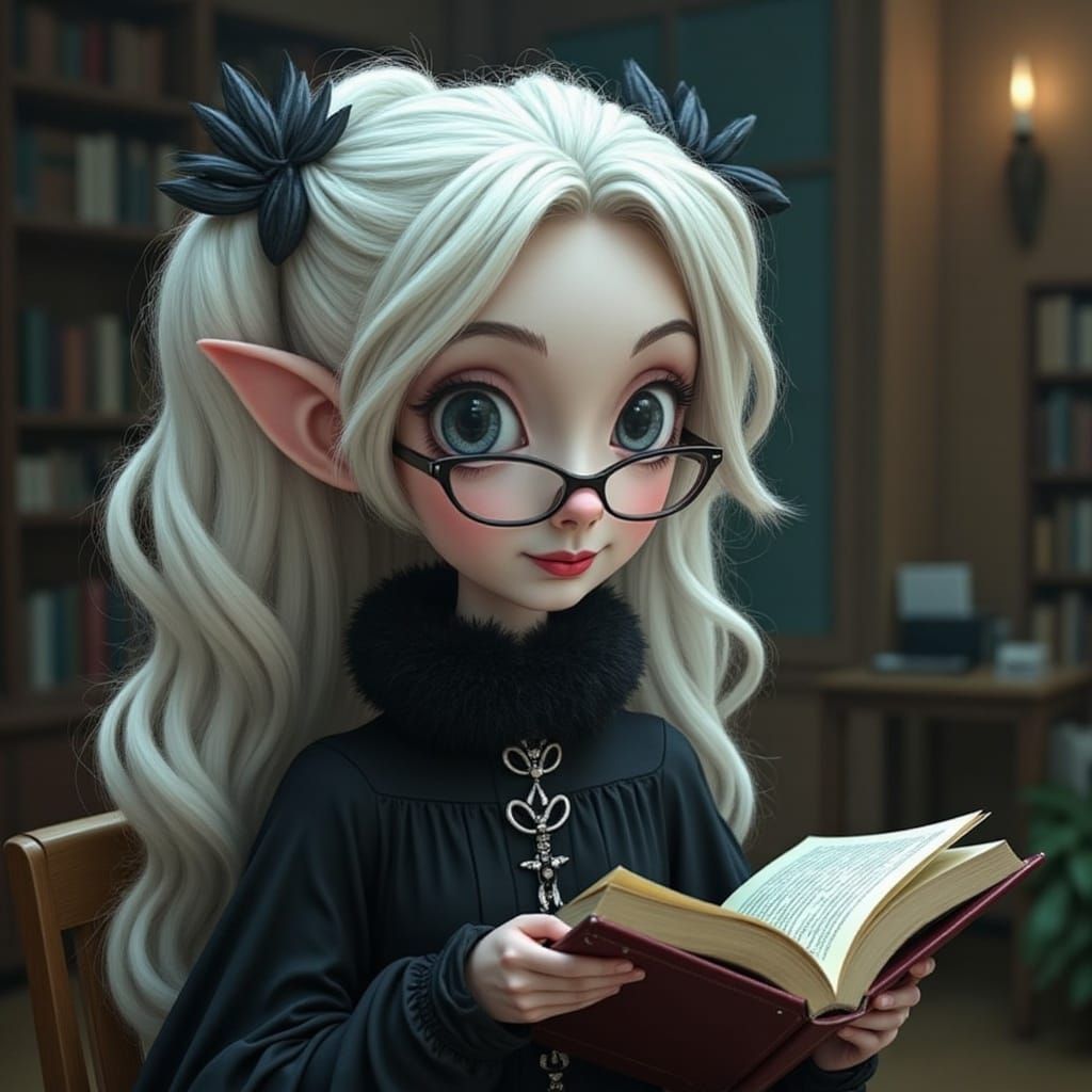 Adorable Gothic Vampiress with Victorian Style